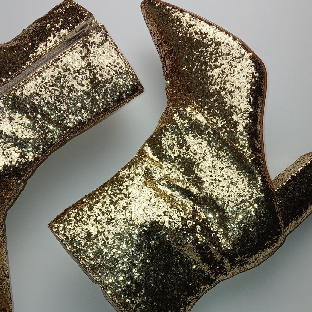 Glamorous Gold Textured Ankle Booties